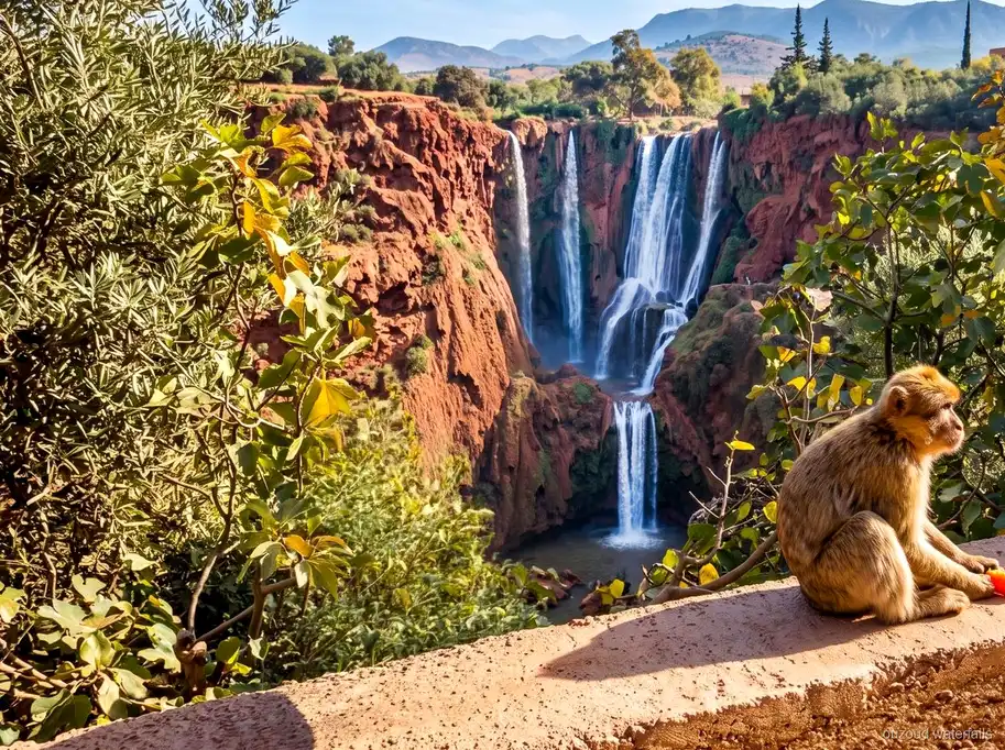 Mirador panoràmic sobre les Cascades d'Ouzoud a l'excursió econòmica des de Marràqueix