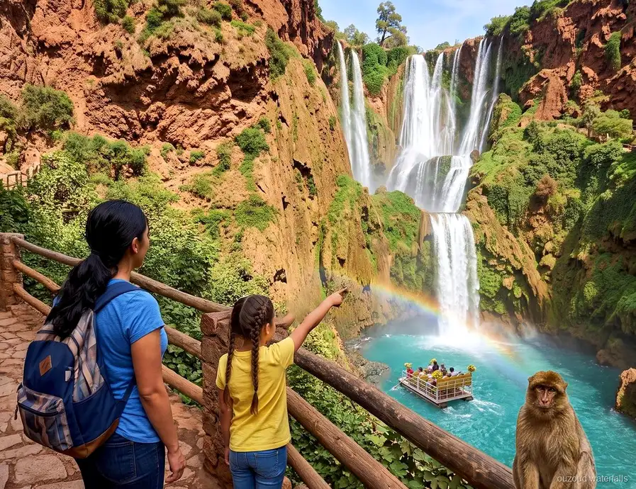 Groupe en excursion économique sur le sentier des Cascades d'Ouzoud depuis Marrakech
