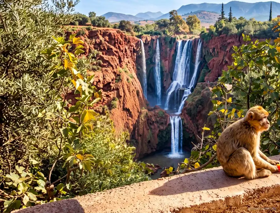 Point de vue panoramique sur les Cascades d'Ouzoud lors de l'excursion économique
