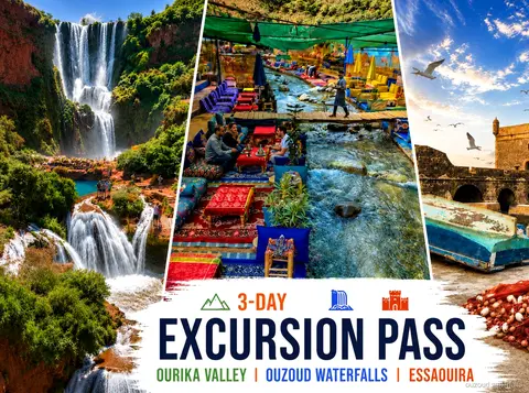 Marrakech excursiepas met Ouzoud Watervallen, Ourika-vallei en Essaouira