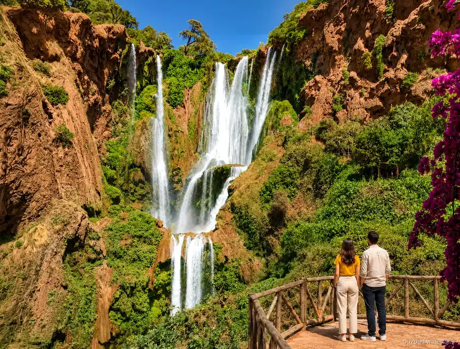 Traveler on the trail during the Ouzoud Waterfalls day trip from Marrakech