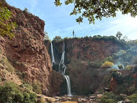Guided viewpoint stop on the Ouzoud Waterfalls small-group tour