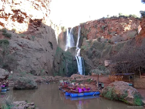 Boat ride option at the base of Ouzoud Waterfalls on the small-group tour