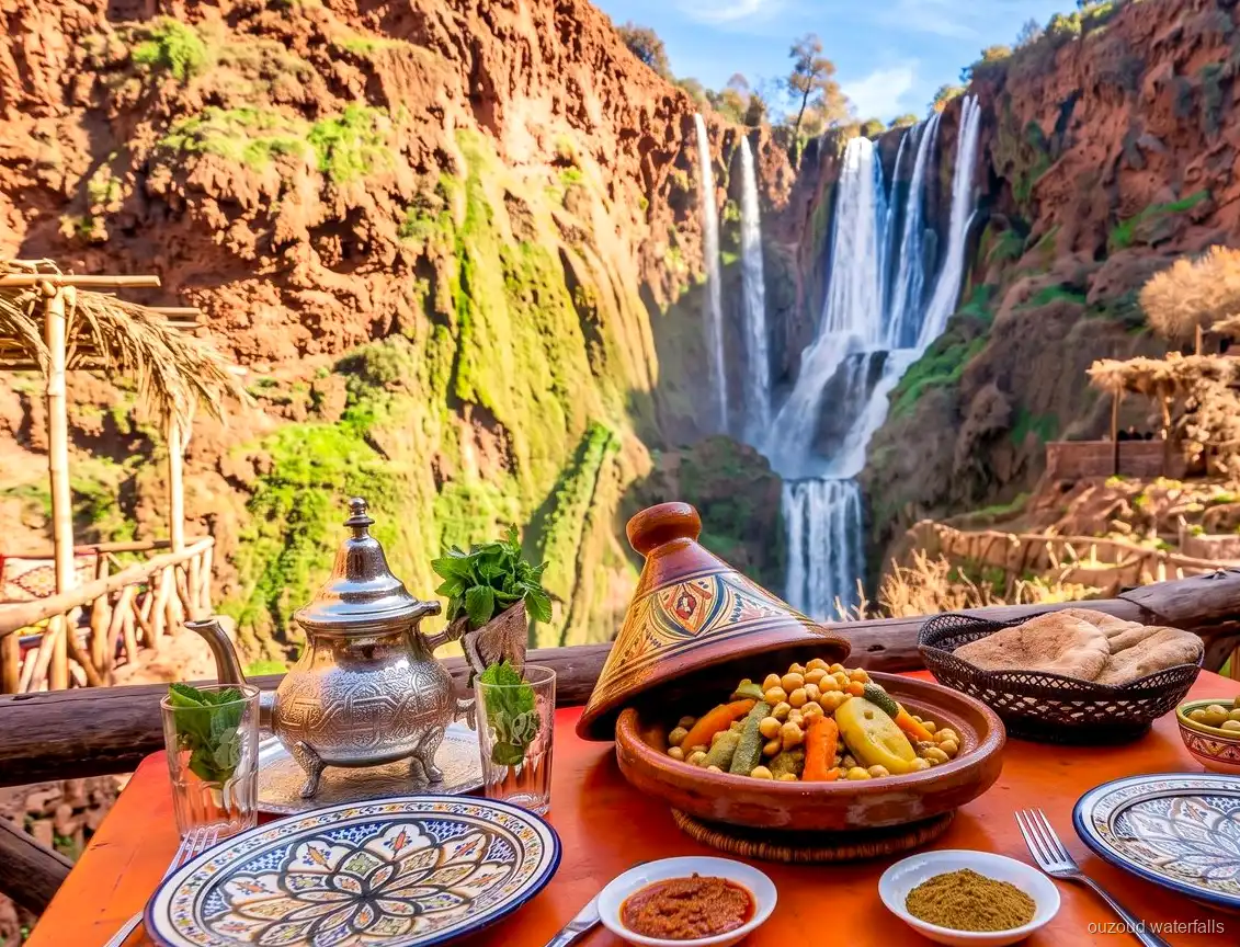Kamienisty szlak zejścia na wycieczce na wodospady Ouzoud z Marrakeszu
